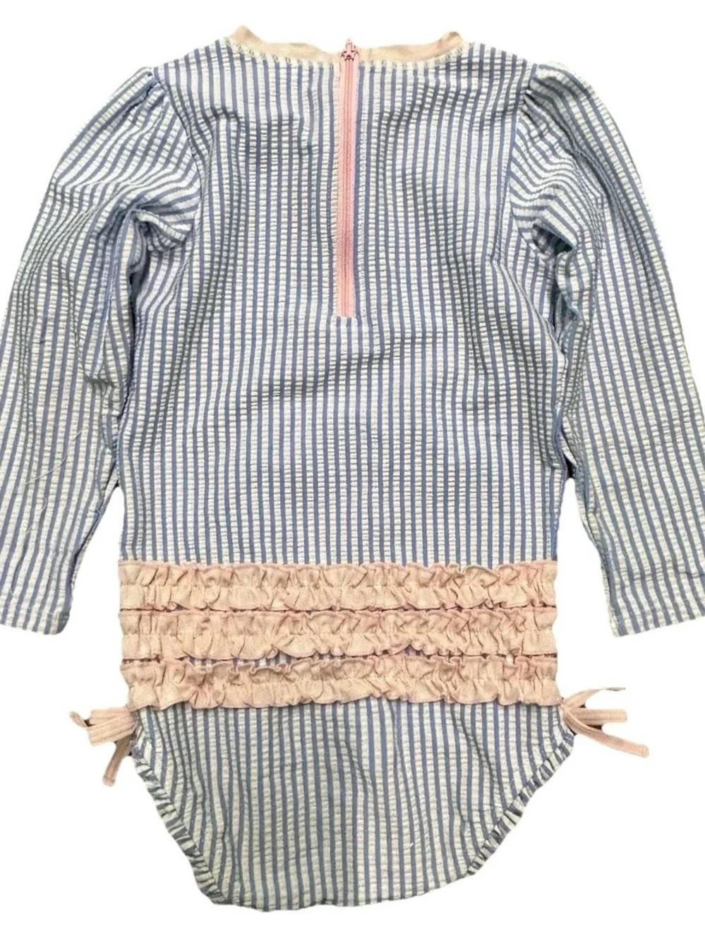Toddler Girl Ruffle Butts Striped One Piece Long Sleeve Bathing Suit Size 3T